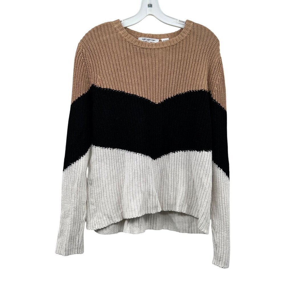 Eight Eight Eight Womens Knit Sweater Colorblock Pullover Size Medium